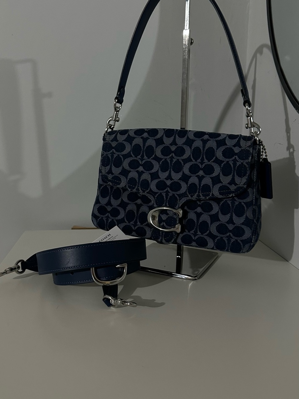 ❤️ Coach tabby Blue Signature Jacquard Shoulder Bag
